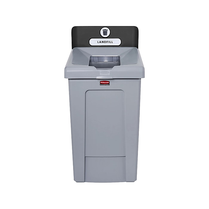 Rubbermaid Slim Jim Single-Stream Recycling Station, 33 Gallon, Gray/Black