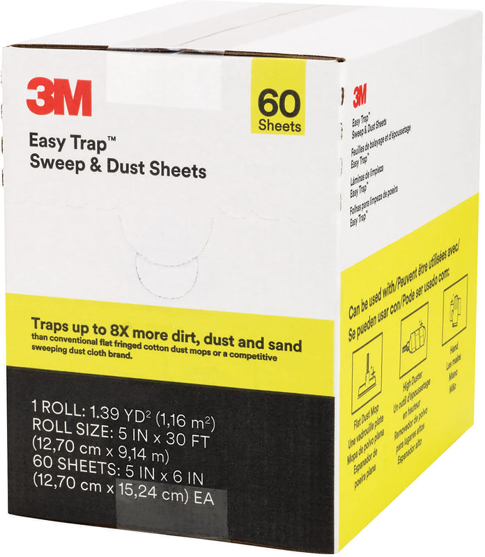 3M Easy Trap Cotton Dusting Cloths, 6" X 5", White, 30-Ft. Roll, 60 Sheets/roll