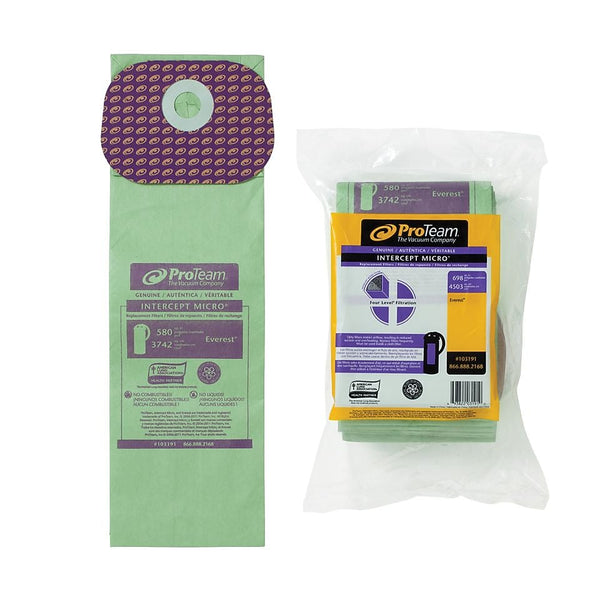 ProTeam Intercept Micro Filter Bag, Green, 10/Pack
