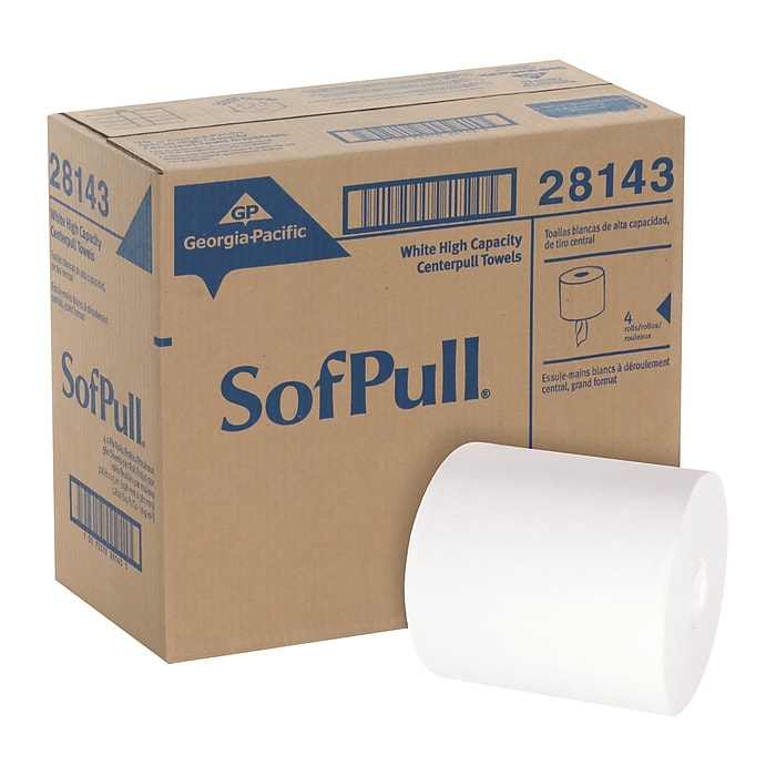 SofPull Premium Centerpull Paper Towels, 1-ply, 560 Sheets/Roll, 4 Rolls/Pack
