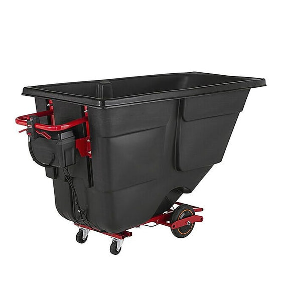 Rubbermaid Motorized 1.0 Cubic Yard Black Rotomolded Tilt Truck Trash Cart 1000LBS