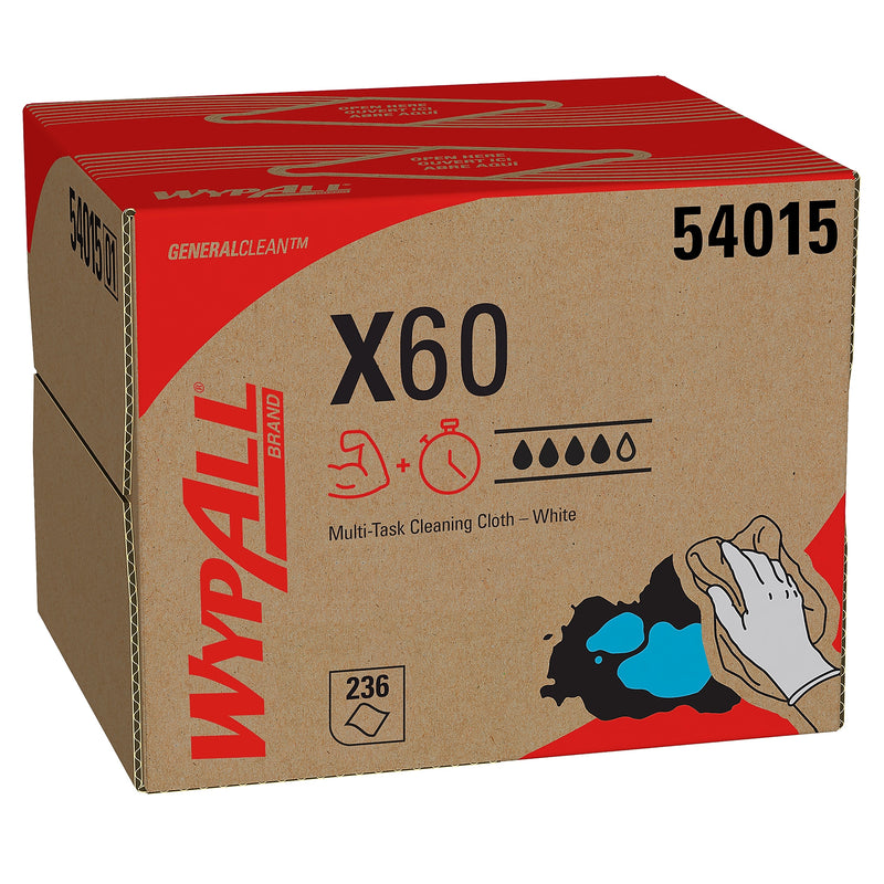 WypAll GeneralClean X60 Fabric Cleaning Wipers, 12.5", White, 236 Wipers/Box