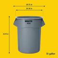 Rubbermaid Brute Vented Trash Can Receptacle without Lid, 55-Gallons, Gray