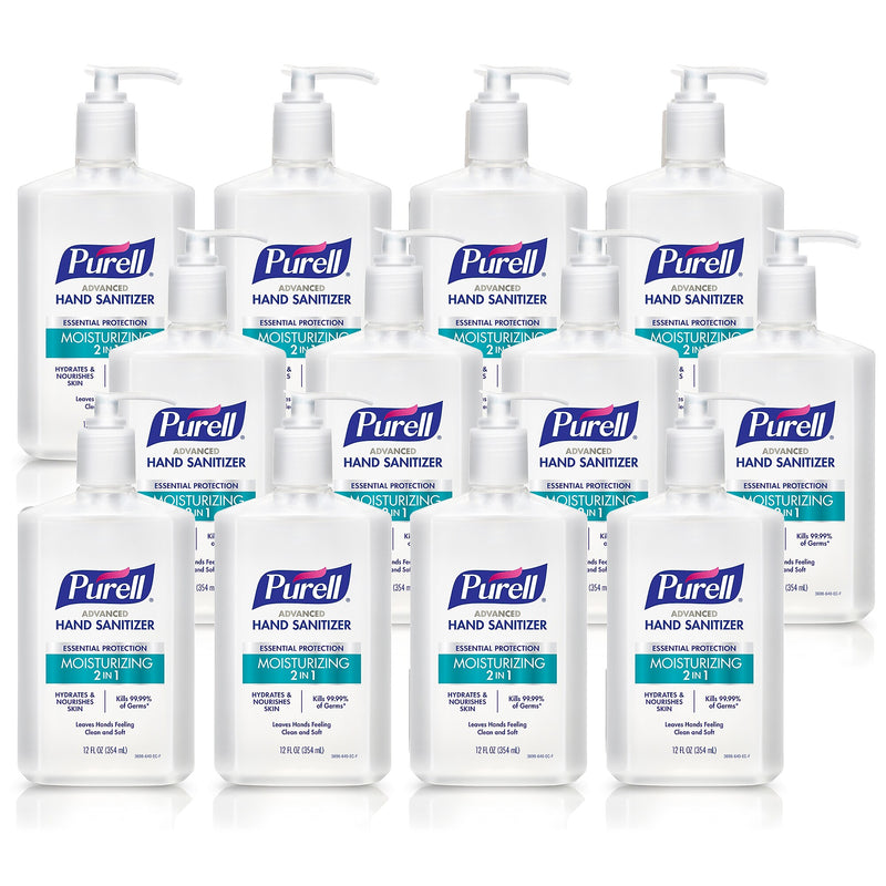 Purell 2in1 Moisturizing Advanced 70% Alcohol Gel Hand Sanitizer, 12 oz., 12/Carton