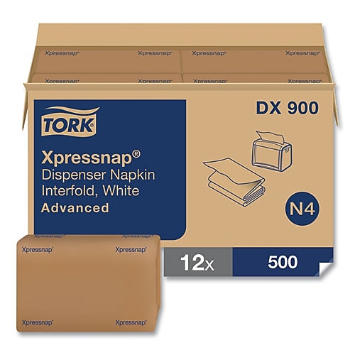 Xpressnap Interfold Dispenser Napkins, 1-Ply, Bag-Pack, 13" x 8.5", White, 6000/Carton