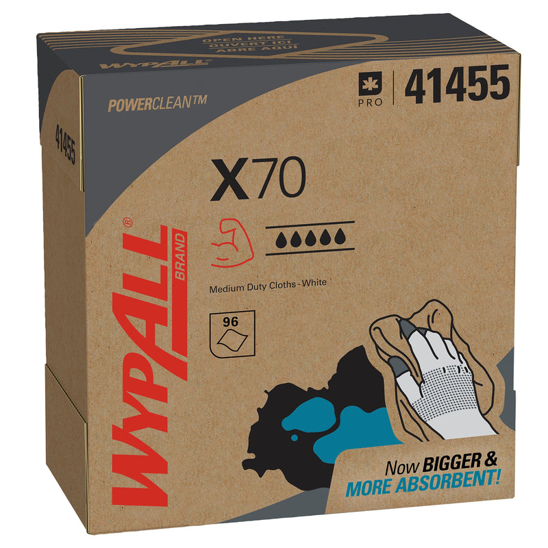 WypAll PowerClean X70 Fabric Cleaning Towels, 9.1" x 16.8" , White, 96 Sheets/Box, 10 Boxes/Carton