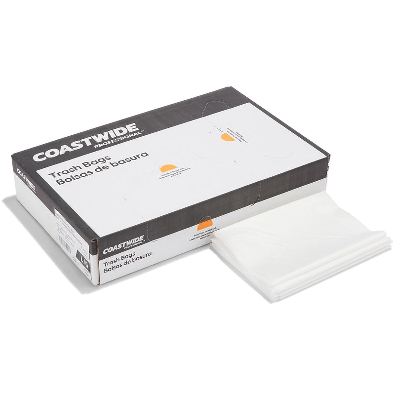 Coastwide Professional 40-45 Gallon Trash Bag, 40" x 46", Low Density, 1 mil, Clear, 100 Bags/Box