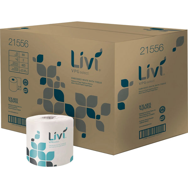 Livi VPG Select Toilet Paper, 2-ply, White, 420 Sheets/Roll, 60 Rolls/Carton
