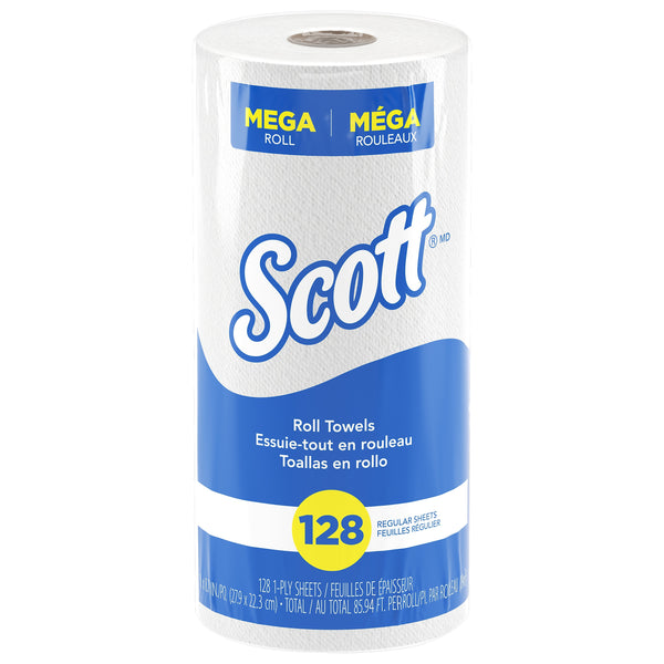 Scott Recycled Paper Towels, 1-ply, 128 Sheets/Roll, 20 Rolls/Pack