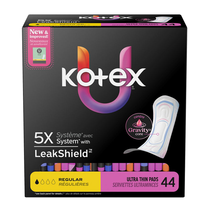 U by Kotex Security Regular Cotton Maxi Pads, 44/Pack
