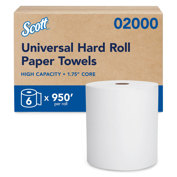 Scott Essential High Capacity Hardwound Paper Towels, 1-Ply, 950 ft./Roll, 6 Rolls/Carton