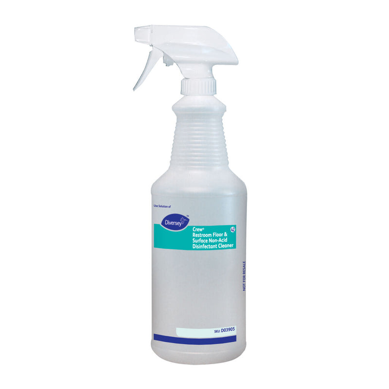 Diversey Silk Screen Crew Restroom Floor & Surface Non-Acid Disinfectant Cleaner Bottle, 32 oz.