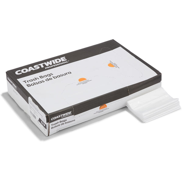 Coastwide Professional 12-16 Gallon Trash Bag, 32" x 24", Low Density, 0.7 mil, Clear, 250 Bags/Box