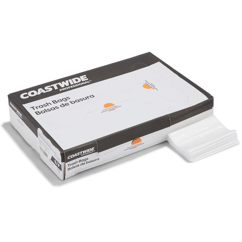 Coastwide Professional 12-16 Gallon Trash Bag, 32" x 24", Low Density, 0.7 mil, Clear, 250 Bags/Box