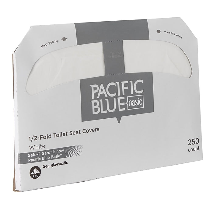 Pacific Blue Safe-T-Gard Paper Toilet Seat Covers, 14.5"H x 17"W, 250 Covers/Box, 20 Boxes/Carton