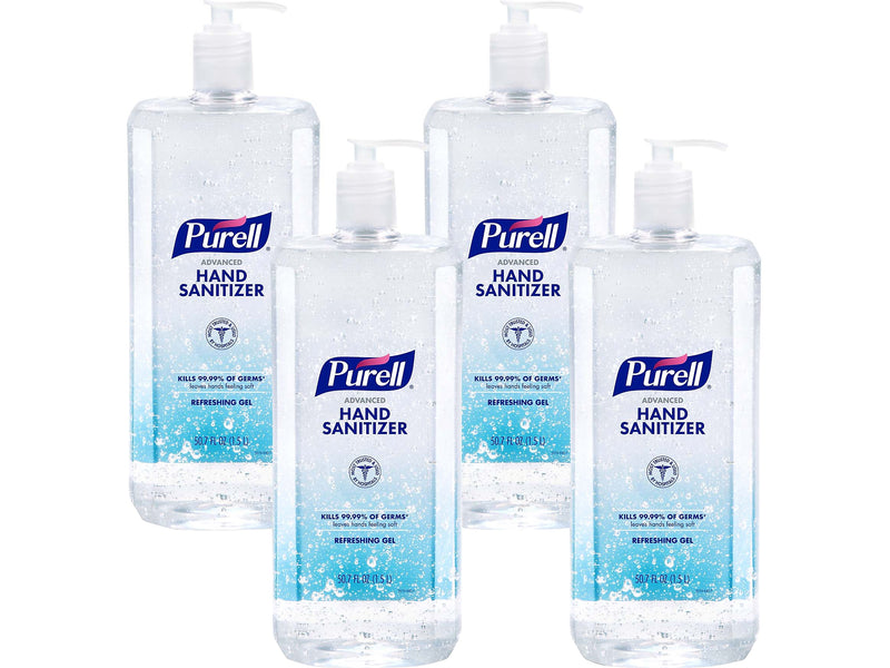 PURELL Advanced 70% Alcohol Gel Hand Sanitizer, Clean Scent, 1.5 L, 4/Pack