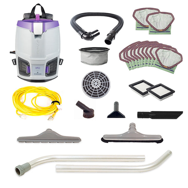 ProTeam GoFit 3 Backpack Vacuum with Straight Hose Cuffs and Restaurant Tool Kit