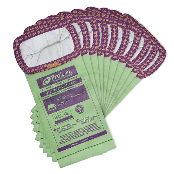 ProTeam Vacuum Filters, Green, 10/Pack