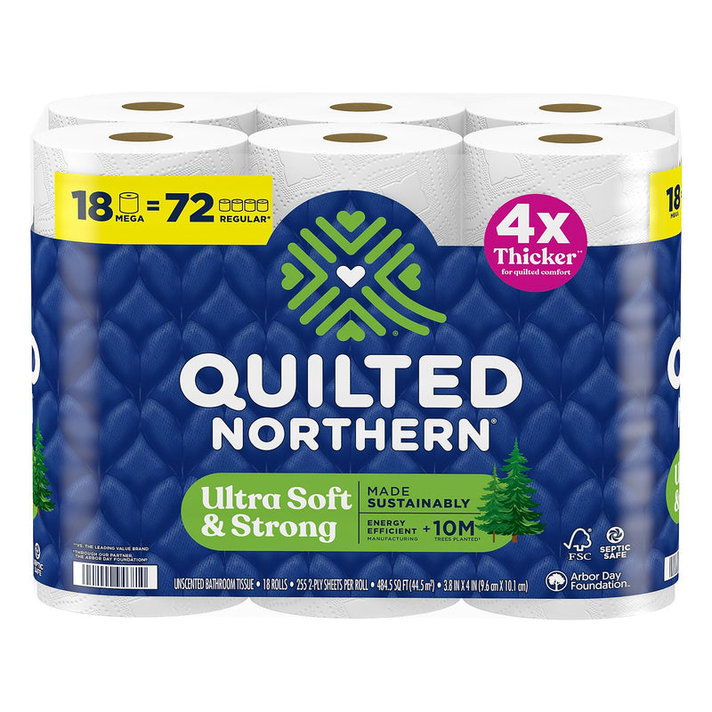 Quilted Northern Ultra Soft & Strong Toilet Paper, 2-Ply, White, 295 Sheets/Roll, 18 Rolls/Case