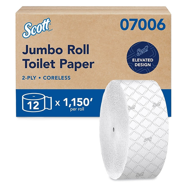 Scott Essential JRT Recycled Coreless Toilet Paper, 2-Ply, White, 12 Rolls/Case