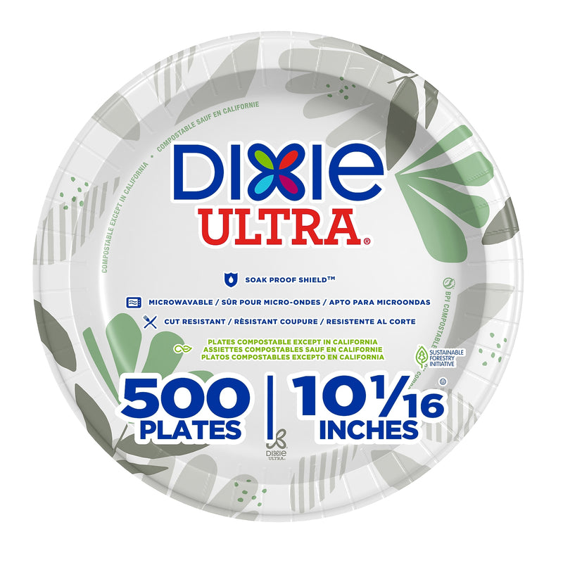 Dixie Ultra Pathways Heavy-Weight Paper Plates, 10-1/16", Pathways Design, 500/Carton
