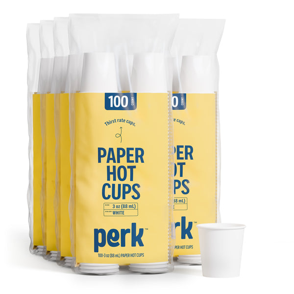 Perk Paper Hot Cups, 3 oz., White, 1000/Carton
