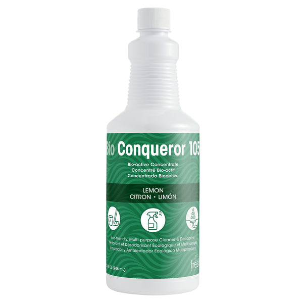 Fresh Products Bio Conqueror 105 Multi-Purpose Cleaner & Deodorizer, Lemon Scent, 32 oz, 12/Carton