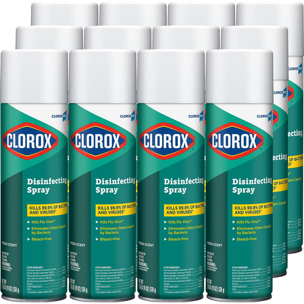 CloroxPro Disinfecting Spray, Fresh Scent, 19 oz., 12/Carton