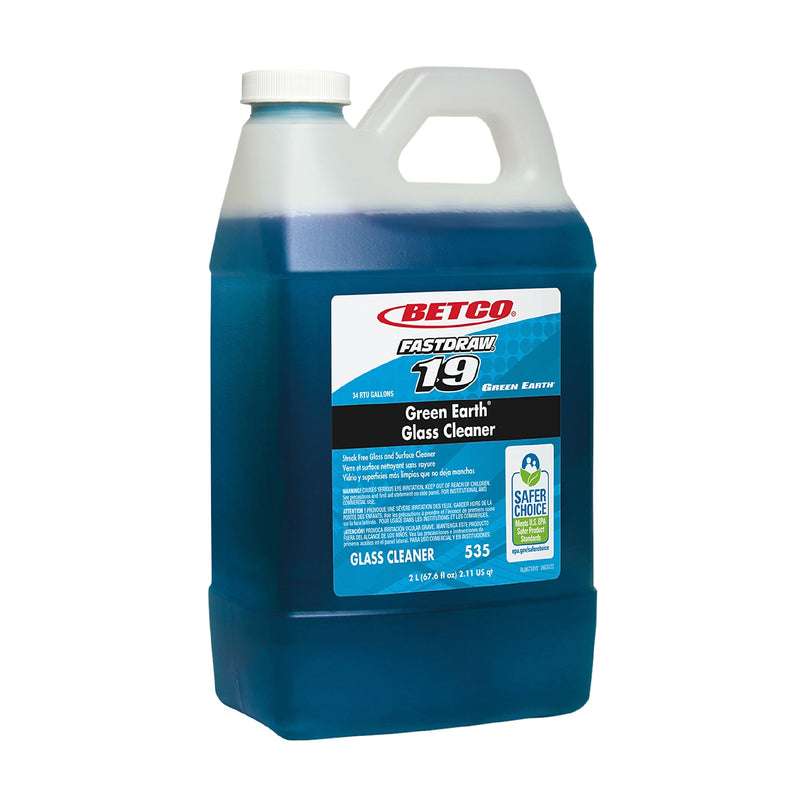 Betco FASTDRAW 19 Green Earth Streak-Free Glass & Surface Cleaner, 67.6 oz., 4/Carton