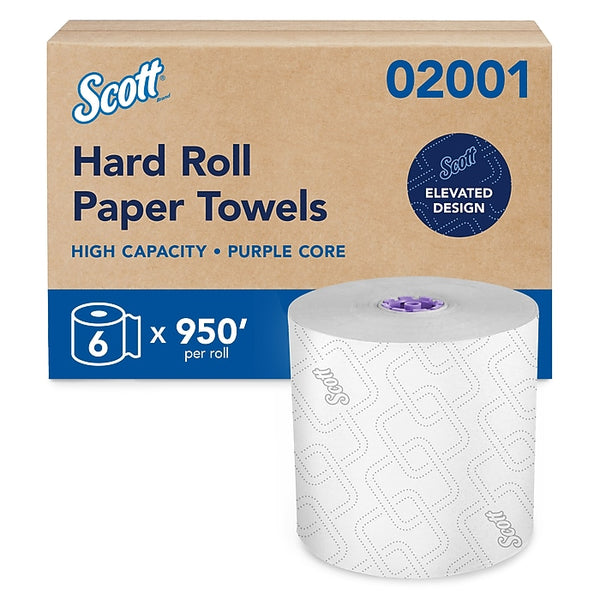 Scott Essential High Capacity Hard Roll Paper Towels, 1-ply, 950 ft./Roll, 6 Rolls/Carton