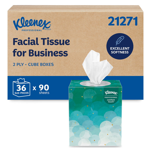 Kleenex Professional Cube Facial Tissue, 2-ply, White, 90 Sheets/Box, 36 Boxes/Carton