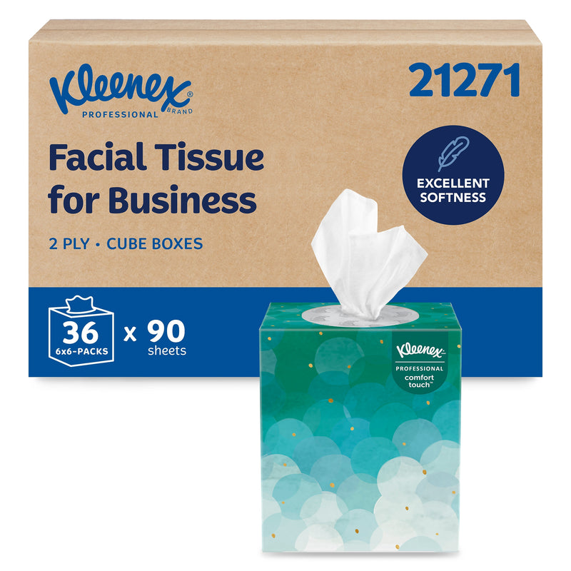 Kleenex Professional Cube Facial Tissue, 2-ply, White, 90 Sheets/Box, 36 Boxes/Carton