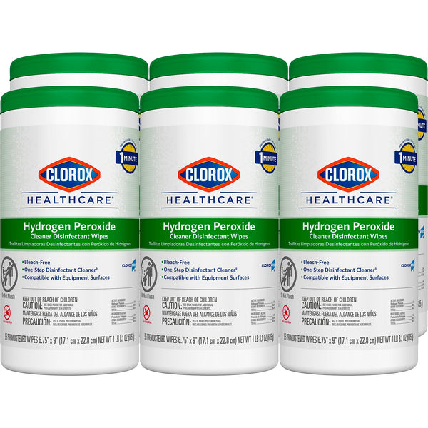 Clorox Healthcare Hydrogen Peroxide Cleaner Disinfectant Wipes, 95 Wipes/Container, 6/Carton