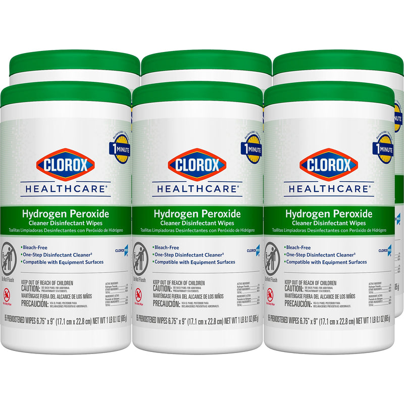 Clorox Healthcare Hydrogen Peroxide Cleaner Disinfectant Wipes, 95 Wipes/Container, 6/Carton