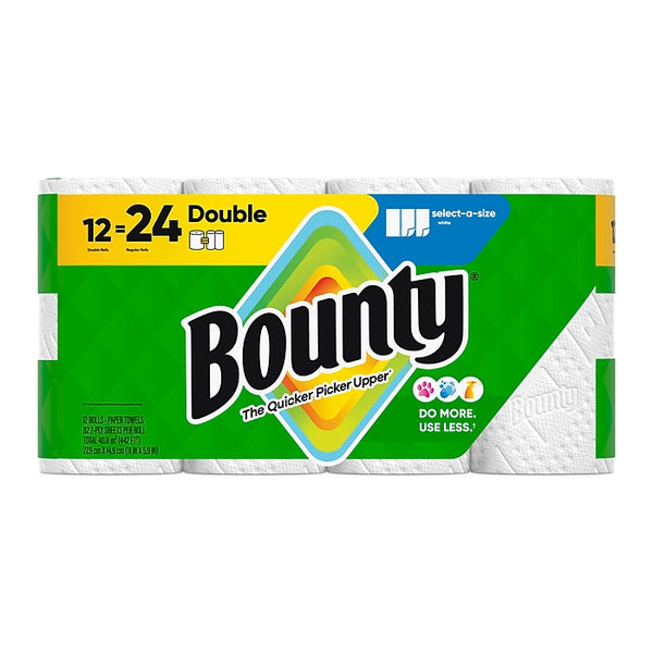 Bounty Select-A-Size Double Roll Paper Towels, 2-Ply, 82 Sheets/Roll, 12 Rolls/Pack