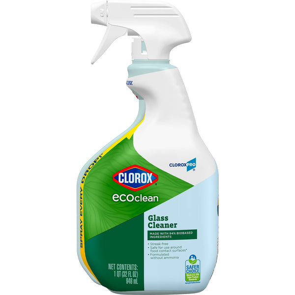 CloroxPro Clorox EcoClean Glass Cleaner Spray Bottle, Lemon Citrus Scent, 32 fl. oz.