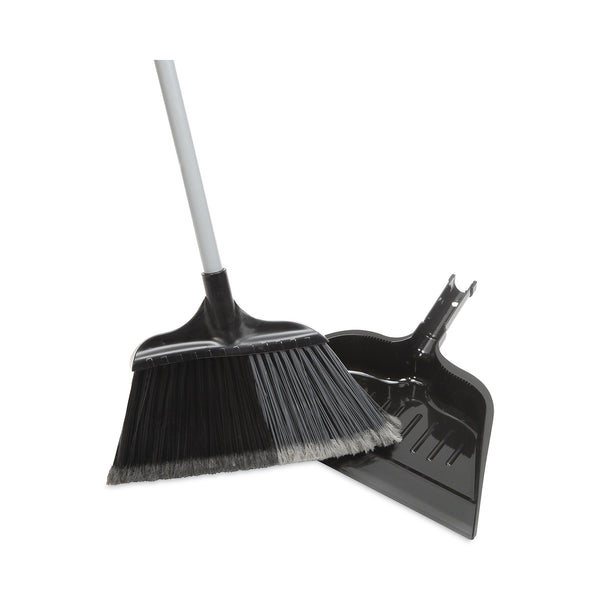 AbilityOne SKILCRAFT Extra Wide-Angle Broom with Dustpan, 15", Black/Gray