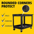 Rubbermaid 2-Shelf Plastic/Poly Mobile Utility Cart with Swivel Wheels, Black