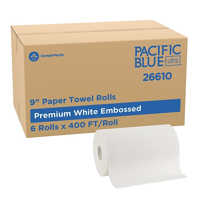 Pacific Blue Ultra Hardwound Paper Towels, 1-ply, 400 ft./Roll, 6 Rolls/Carton
