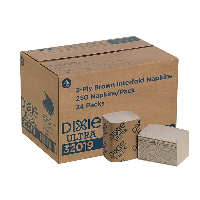 Dixie Ultra Lunch Napkin, 2-ply, Brown, 250 Napkins/Pack, 24/Carton