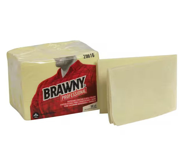 Brawny® Professional Disposable Dusting Cloth, Yellow, 17" x 24", 50 Cloths/Pack