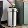Rubbermaid Refine Stainless Steel Round Open-Top Trash Can 16 Gallon Silver