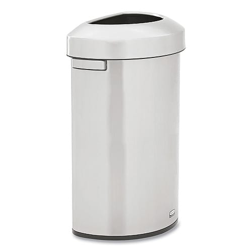 Rubbermaid Refine Stainless Steel Half-Round Open-Top Trash Can 21 Gallon Silver