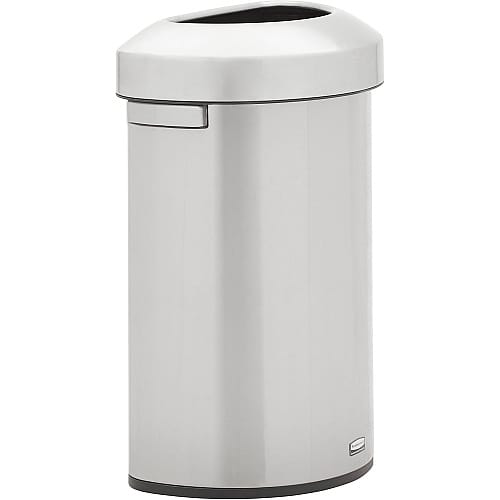 Rubbermaid Refine Stainless Steel Half-Round Open-Top Trash Can 16 Gallon Silver