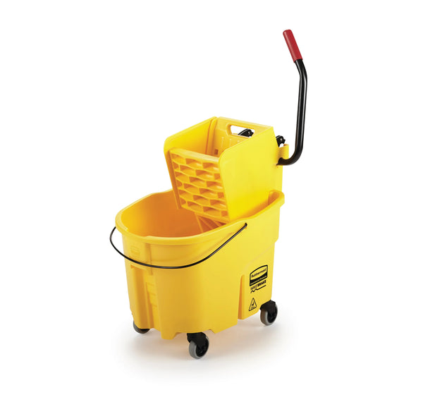 Rubbermaid WaveBrake® 2.0 Janitorial Side-Press Bucket and Wringer, 35 Quart, Yellow
