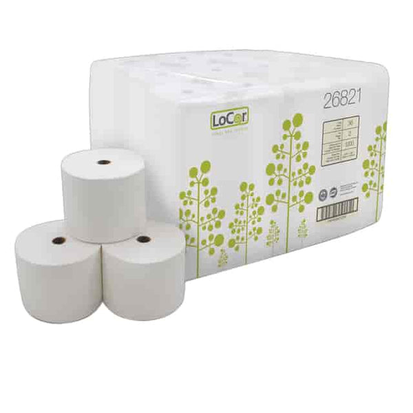 Solaris LoCor Bath Tissue, 2-Ply, White, 1000 Sheets/Roll, 36 Rolls/Carton