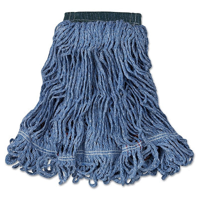 Rubbermaid Commercial Swinger Loop Wet Mop Heads, Cotton/Synthetic, Blue, Medium, 6/Case