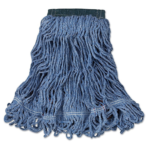 Rubbermaid Commercial Swinger Loop Wet Mop Heads, Cotton/Synthetic, Blue, Medium, 6/Case