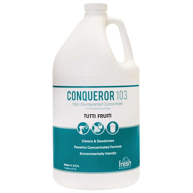 Fresh Products Conqueror 103 Deodorizer Liquid, Tutti Fruiti Scent, 1 Gallon, 4/Carton