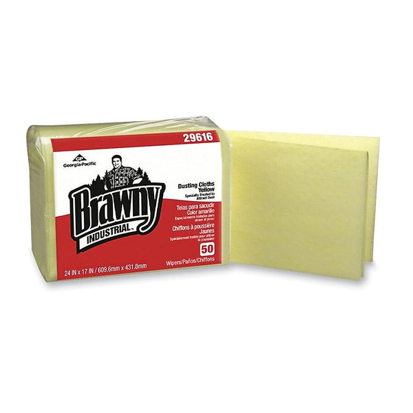 Brawny Industrial Dusting Cloths, 17" x 24", Yellow, 200/Carton